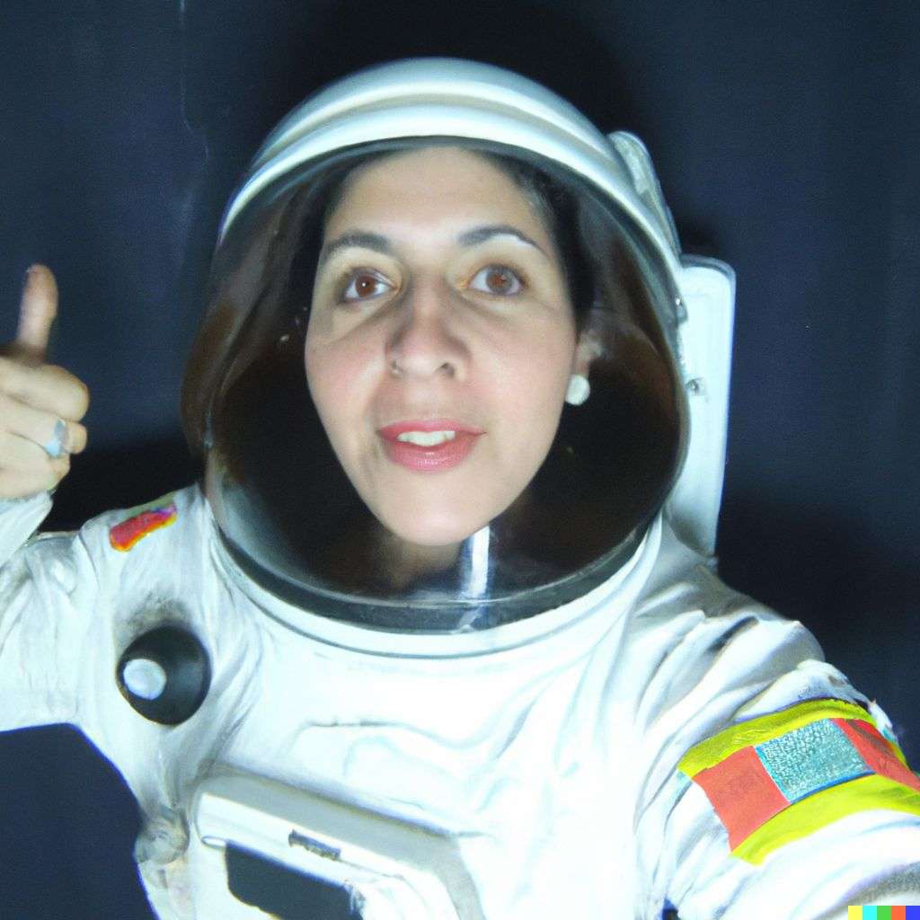 an astronaut, photograph taken on a GoPro